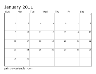 2011 Monthly Calendar