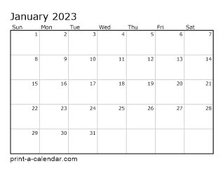 2023 Monthly Calendar