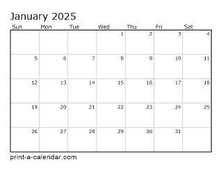 2025 Monthly Calendar