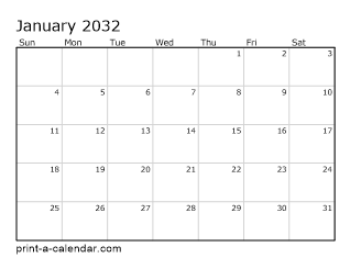 2032 Monthly Calendar