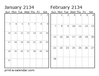 Two Horizontal Months 2134