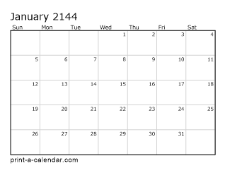 2144 Monthly Calendar