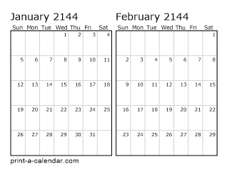 Two Horizontal Months 2144