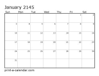 2145 Monthly Calendar