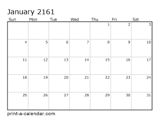 2161 Monthly Calendar