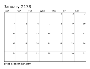 2178 Monthly Calendar