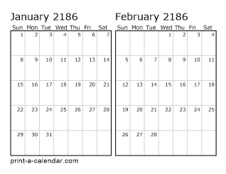 Two Horizontal Months 2186