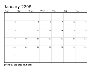 2208 Monthly Calendar