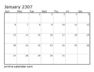 2307 Monthly Calendar