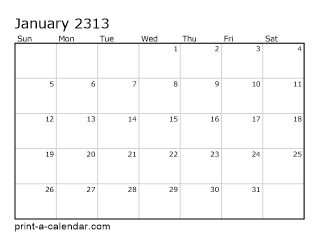 2313 Monthly Calendar