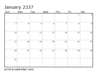 2337 Monthly Calendar