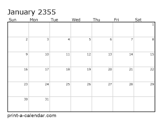 2355 Monthly Calendar