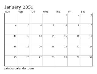 2359 Monthly Calendar