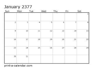 2377 Monthly Calendar