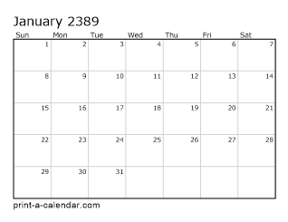 2389 Monthly Calendar