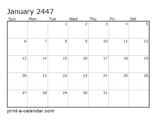 2447 Monthly Calendar