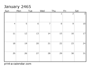 2465 Monthly Calendar