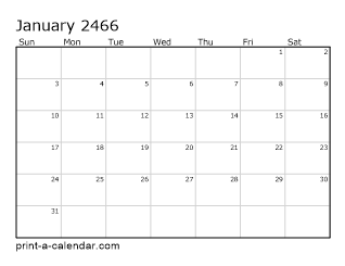 2466 Monthly Calendar