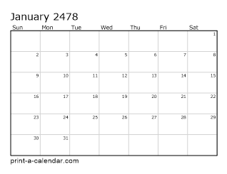 2478 Monthly Calendar