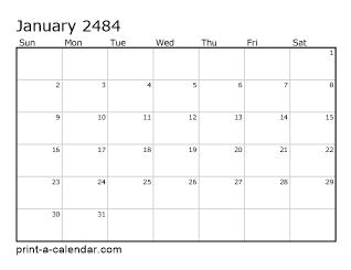 2484 Monthly Calendar