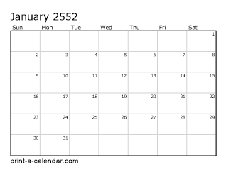 2552 Monthly Calendar