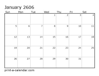 2606 Monthly Calendar