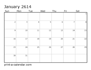 2614 Monthly Calendar