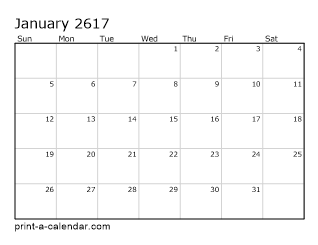 2617 Monthly Calendar