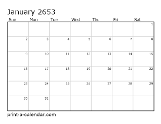 2653 Monthly Calendar