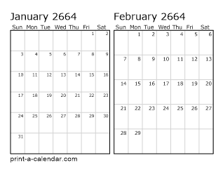 Two Horizontal Months 2664