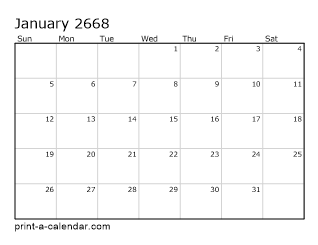 2668 Monthly Calendar