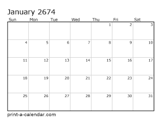 2674 Monthly Calendar