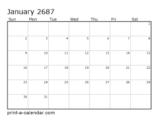 2687 Monthly Calendar