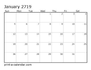 2719 Monthly Calendar