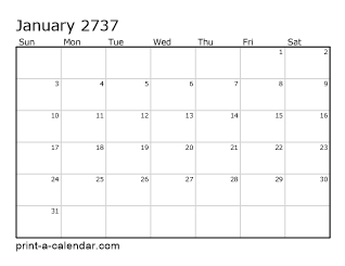 2737 Monthly Calendar