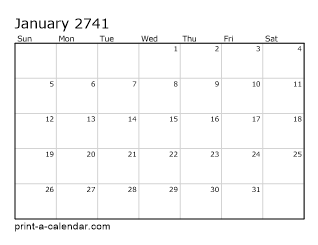 2741 Monthly Calendar