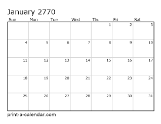 2770 Monthly Calendar