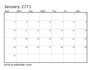 2771 Monthly Calendar