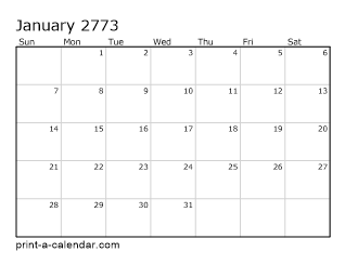 2773 Monthly Calendar