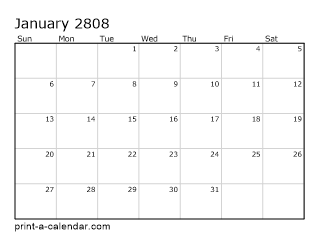 2808 Monthly Calendar