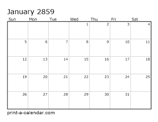 2859 Monthly Calendar