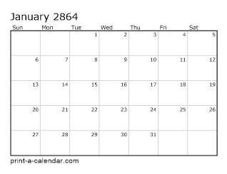 2864 Monthly Calendar