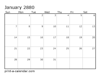 2880 Monthly Calendar