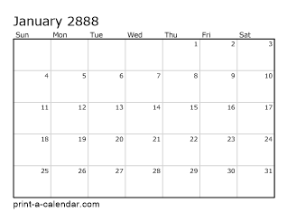 2888 Monthly Calendar