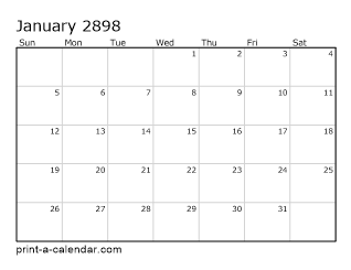 2898 Monthly Calendar