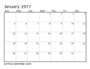 2977 Monthly Calendar