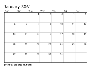 3061 Monthly Calendar