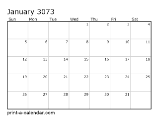 3073 Monthly Calendar