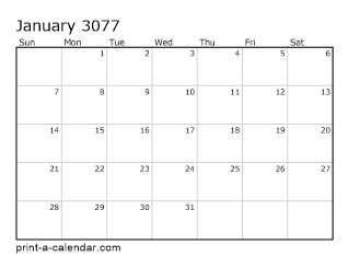 3077 Monthly Calendar