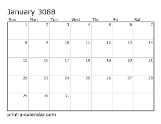 3088 Monthly Calendar